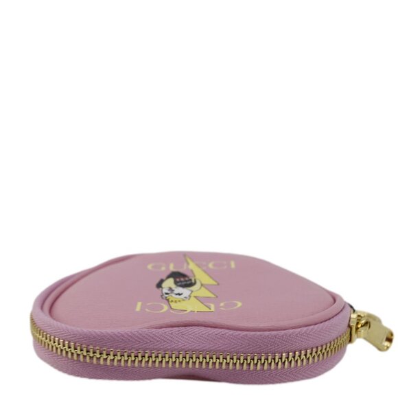 Gucci Bananya Heart Shape Leather Coin Case Pink 701062 - Picture 4 of 12